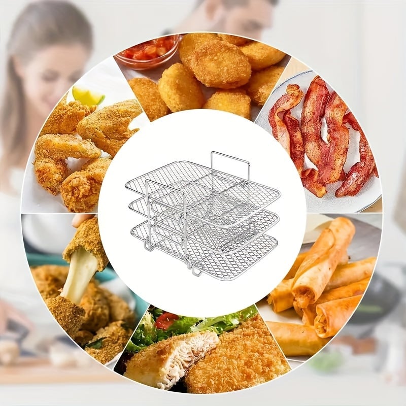 304 Stainless Steel Air Fryer Removable Multi-Tier Stand