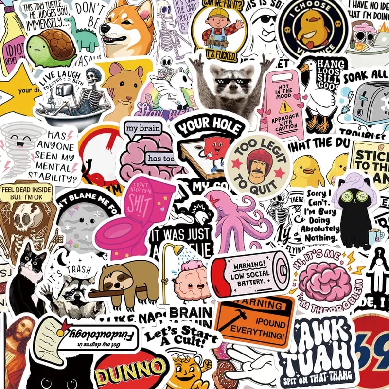 130PCS Funny Saying Sticker Pack - Snarky