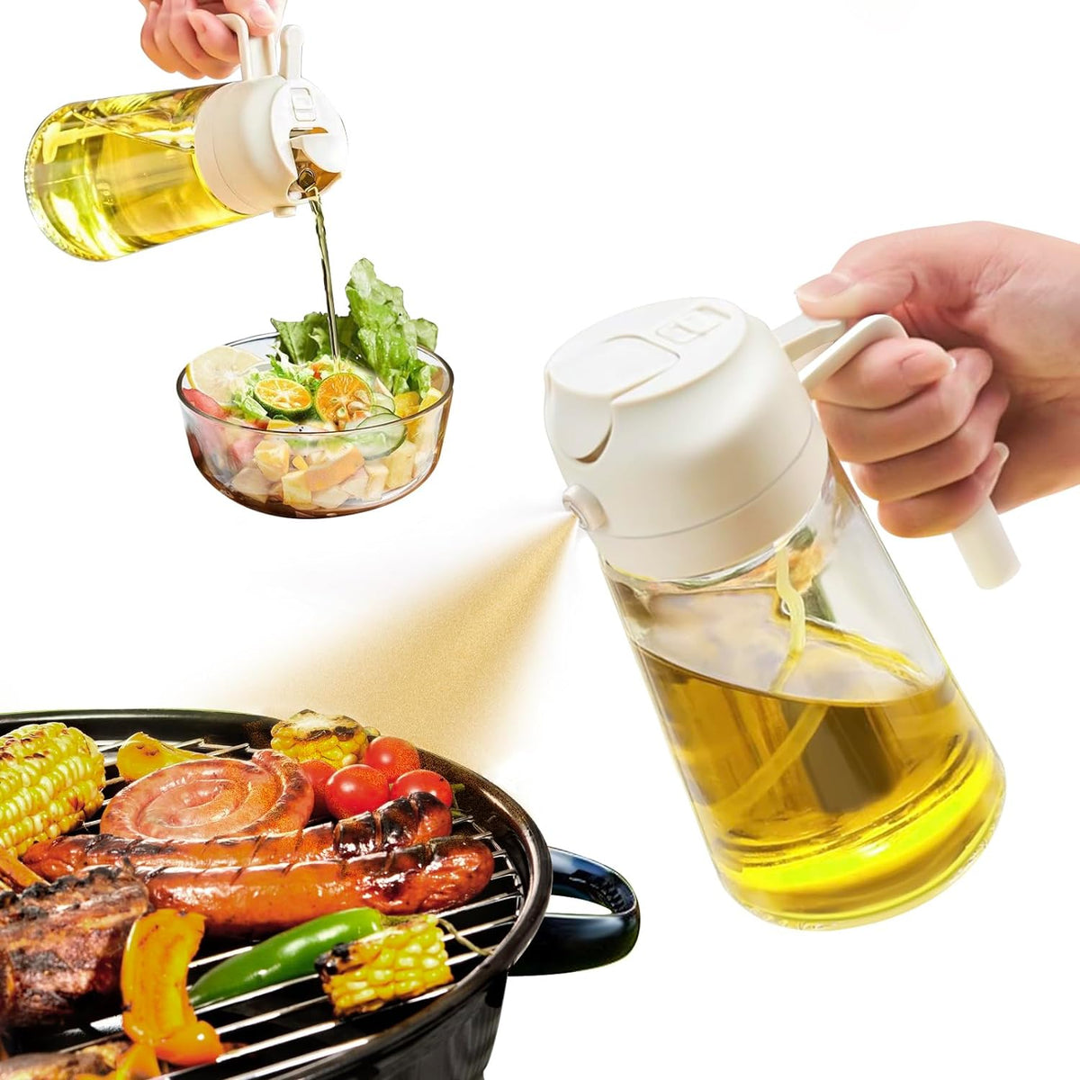 2-in-1 Glass Oil Sprayer and Dispenser