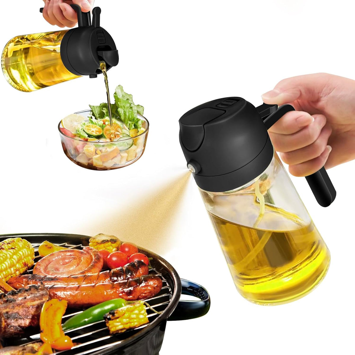 2-in-1 Glass Oil Sprayer and Dispenser