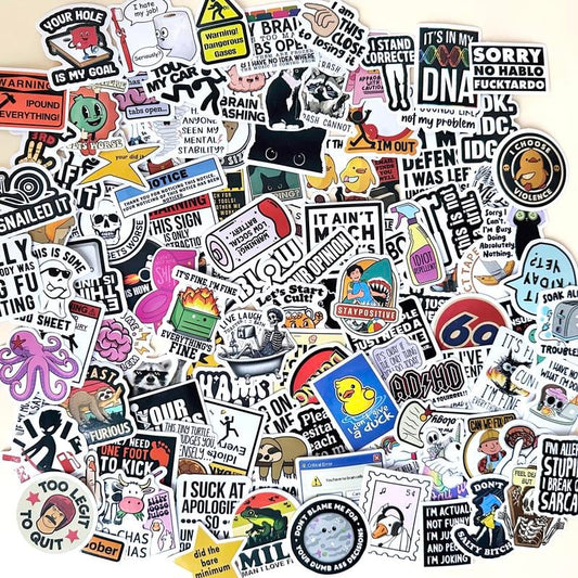 130PCS Funny Saying Sticker Pack - Snarky