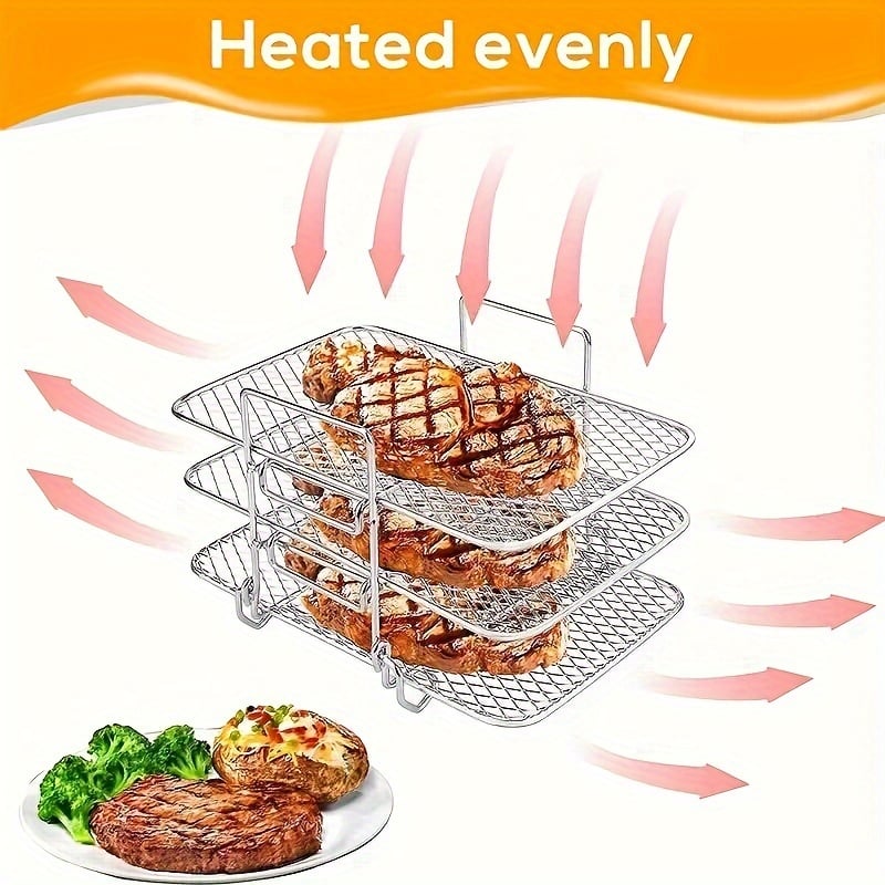 304 Stainless Steel Air Fryer Removable Multi-Tier Stand