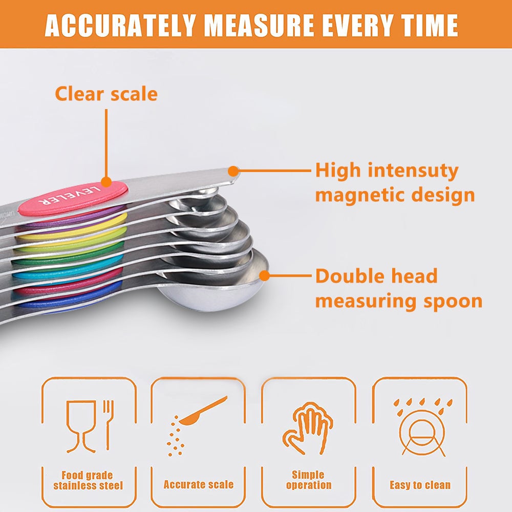 🔥HOT SALE🔥Stainless Steel Magnetic Measuring Spoons Set