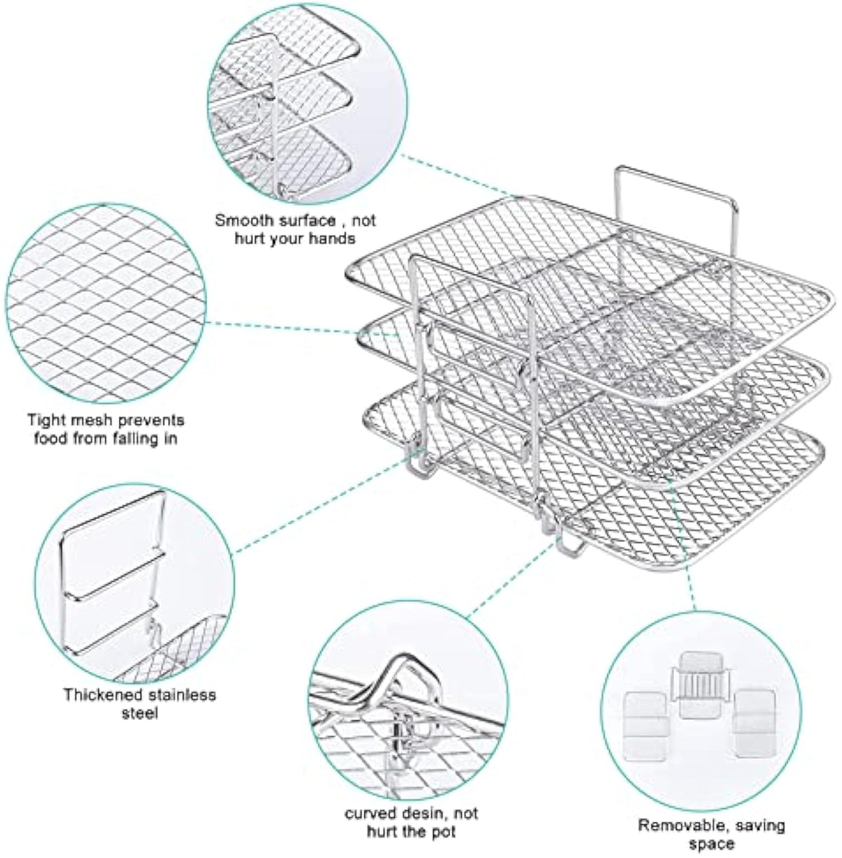 304 Stainless Steel Air Fryer Removable Multi-Tier Stand