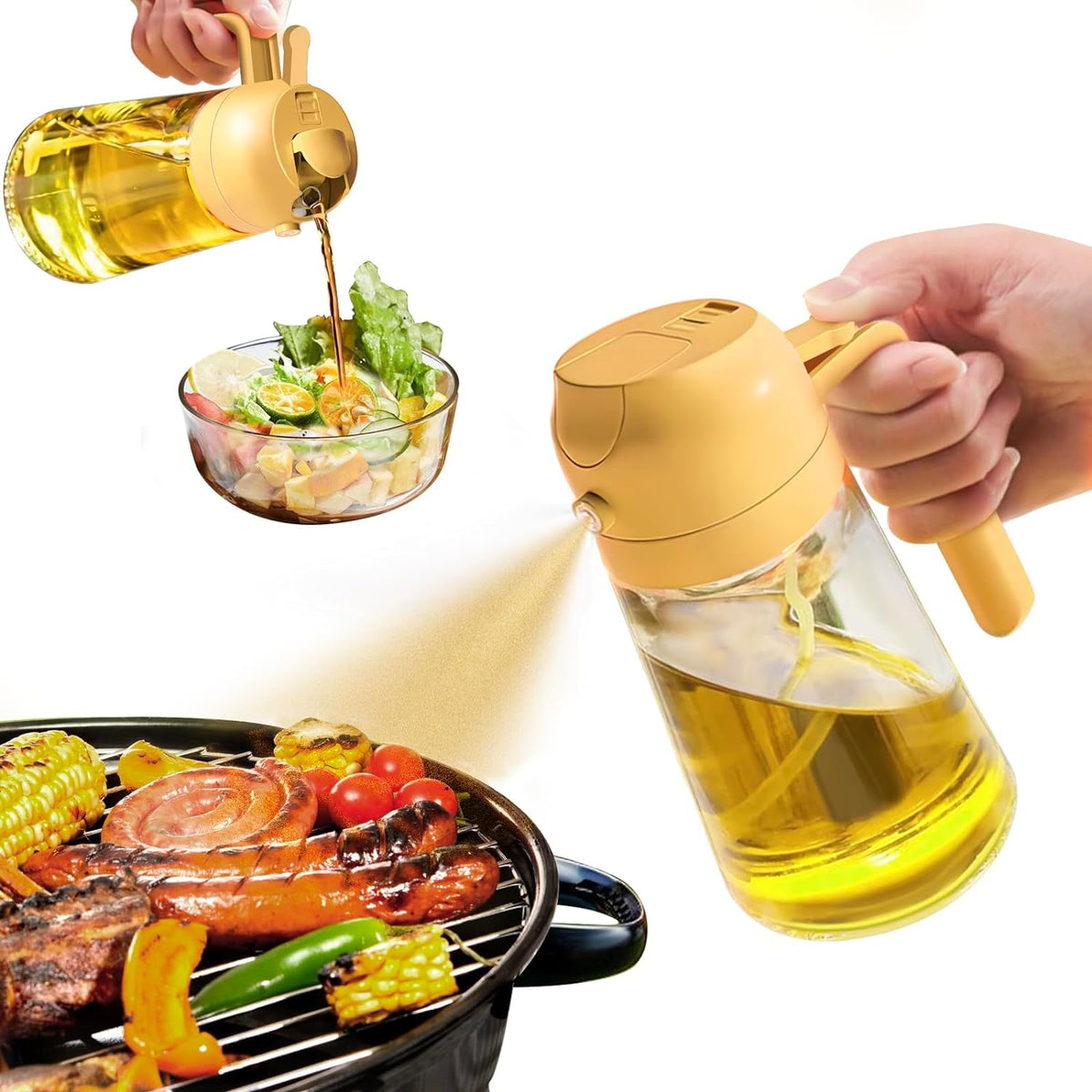 2-in-1 Glass Oil Sprayer and Dispenser