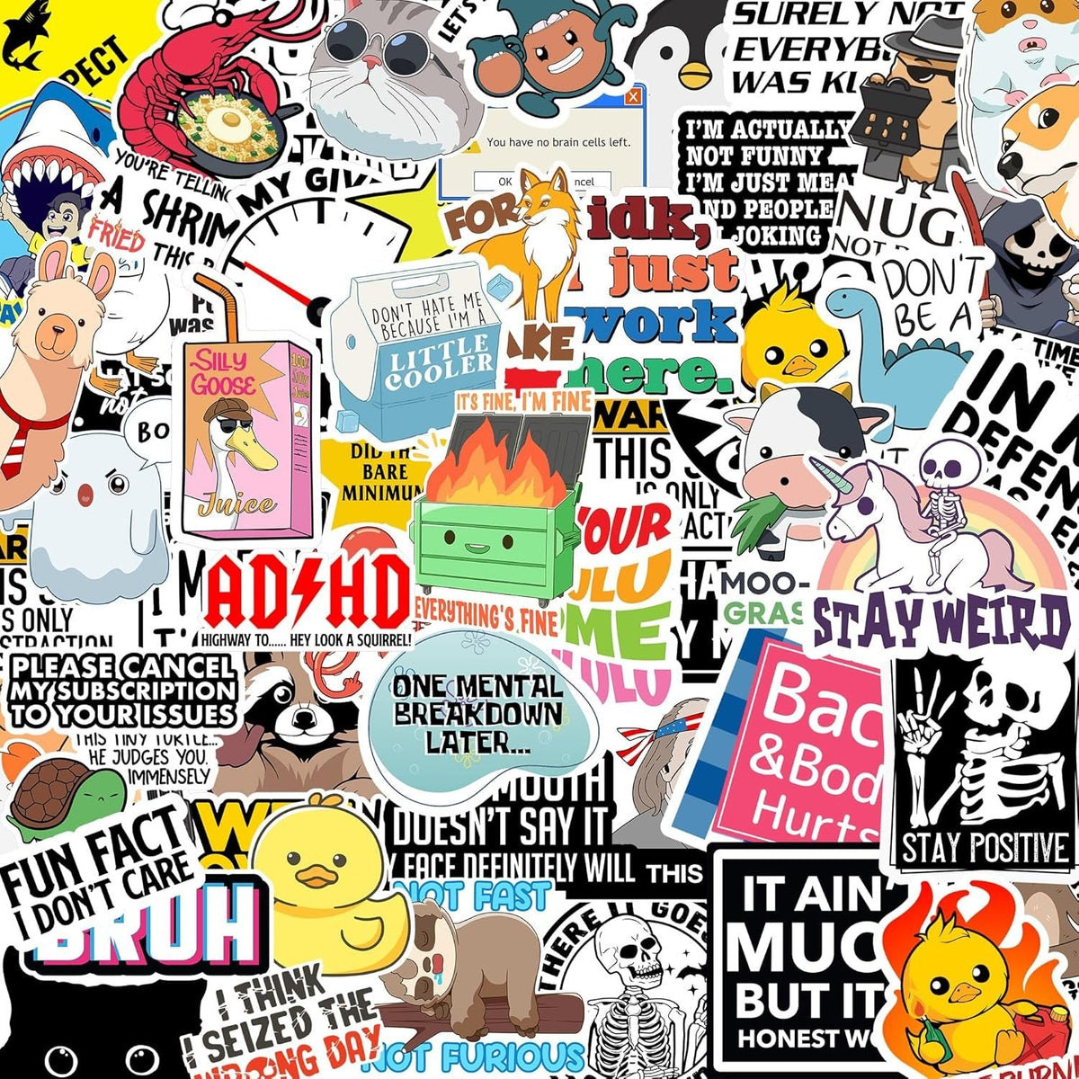 130PCS Funny Saying Sticker Pack - Snarky