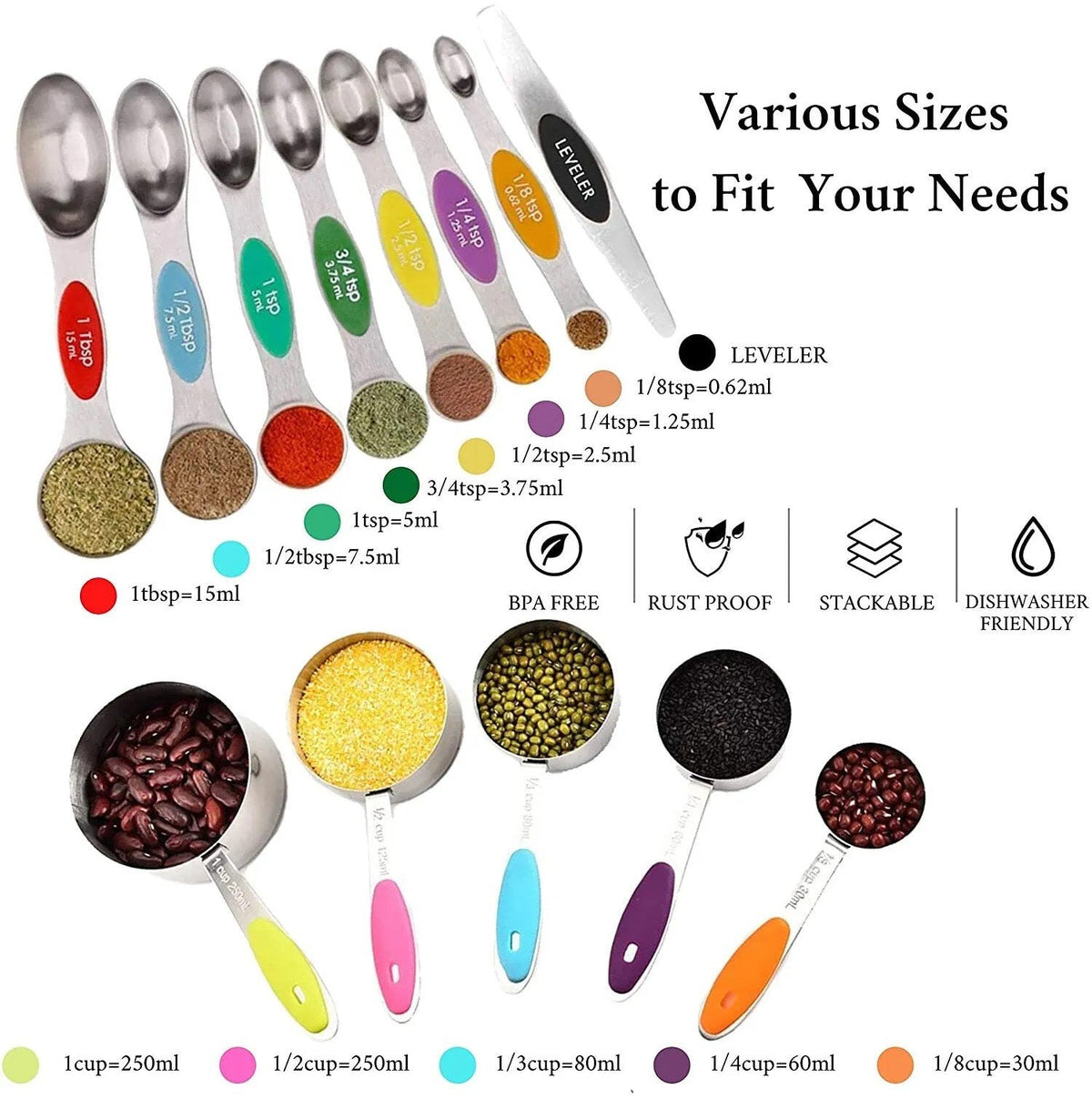 🔥HOT SALE🔥Stainless Steel Magnetic Measuring Spoons Set