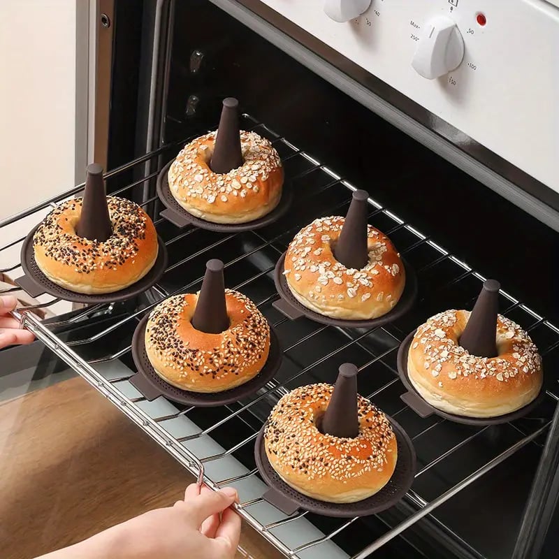 🍩👩‍🍳Bagel Silicone Molds📦6 Pcs🥰Easy Bagel Maker Molds - Bake Perfect Bagels at Home!