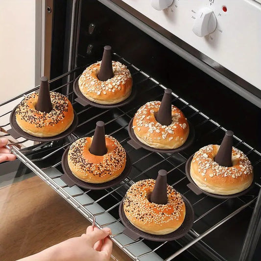 🍩👩‍🍳Bagel Silicone Molds📦6 Pcs🥰Easy Bagel Maker Molds - Bake Perfect Bagels at Home!