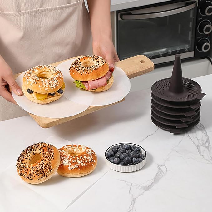 🍩👩‍🍳Bagel Silicone Molds📦6 Pcs🥰Easy Bagel Maker Molds - Bake Perfect Bagels at Home!