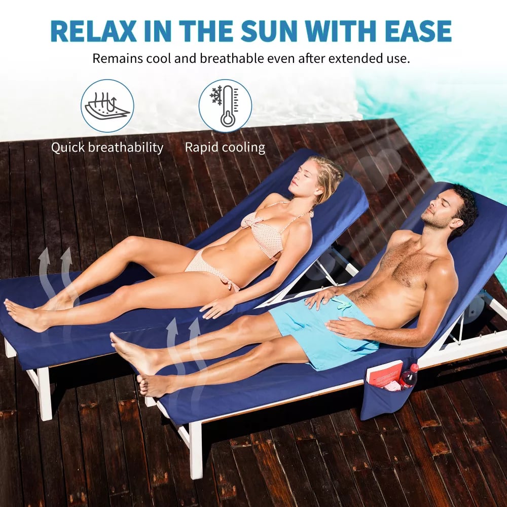 🏖️Summer Hot Sale - ONLY ￡13.99!!⚡50K+ SOLD!🌞🌊Sun Lounger Towel in Bag with Pockets Storage
