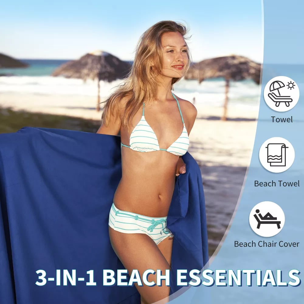 🏖️Summer Hot Sale - ONLY ￡13.99!!⚡50K+ SOLD!🌞🌊Sun Lounger Towel in Bag with Pockets Storage